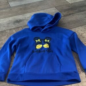 Blue Softball Girl Kids Hoodie